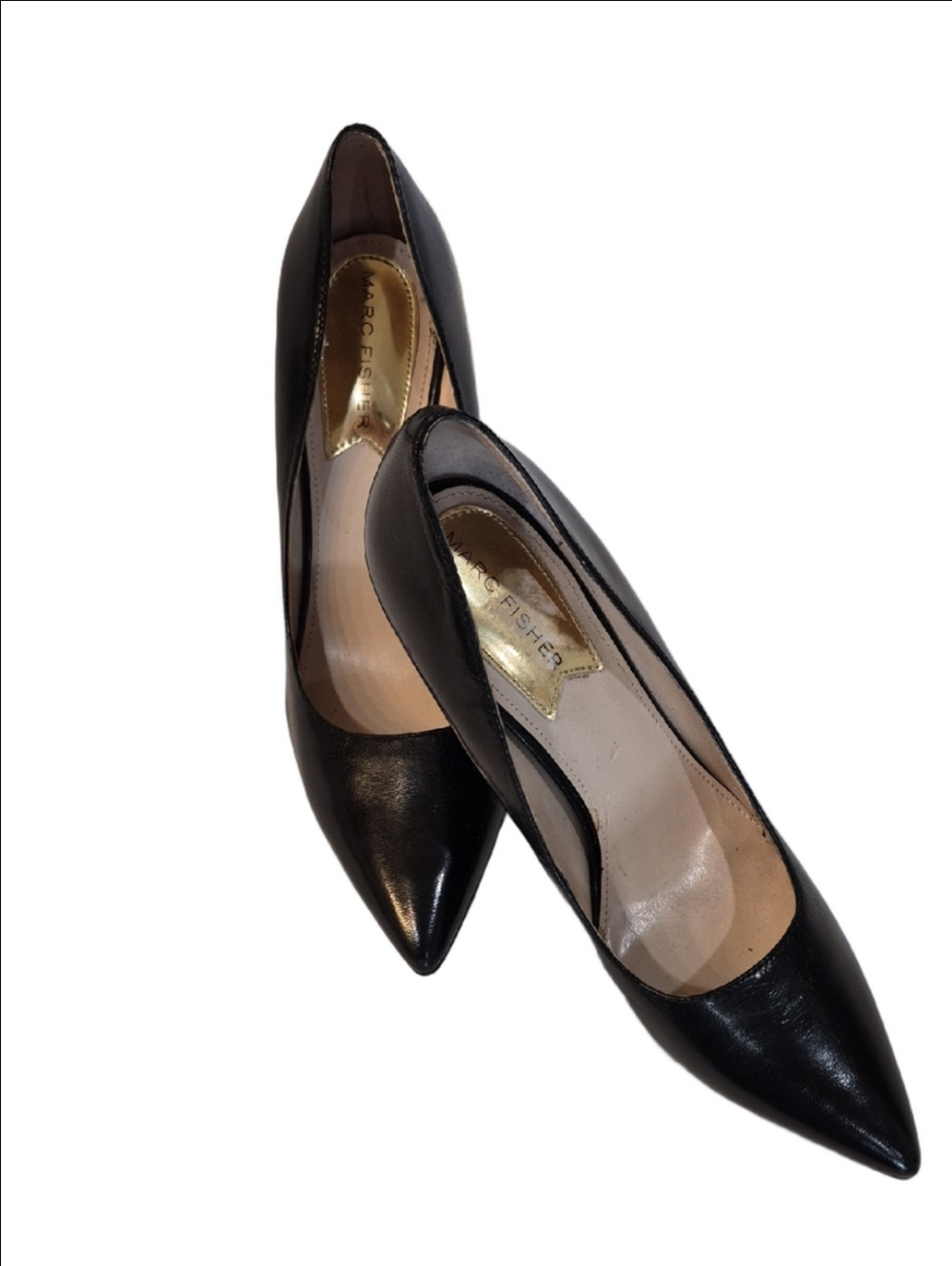 Marc Fisher Black Leather Pointed-Toe Pumps